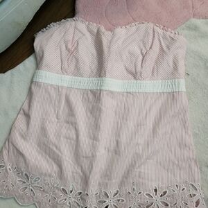 Lilly Pulitzer Pink and White Strapless Top